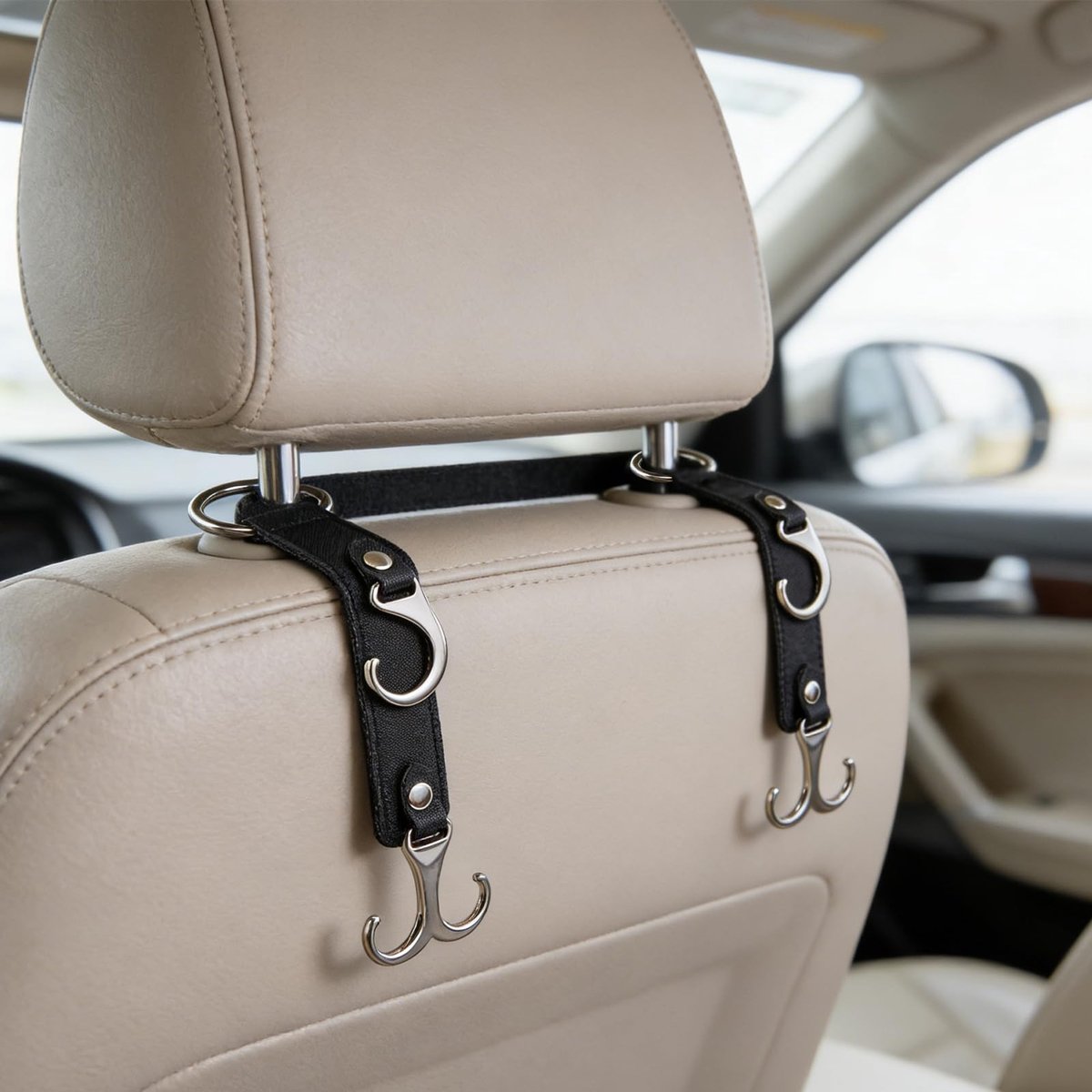 Omgoods - Hoofdsteun Haken voor Auto met Lederen Ontwerp