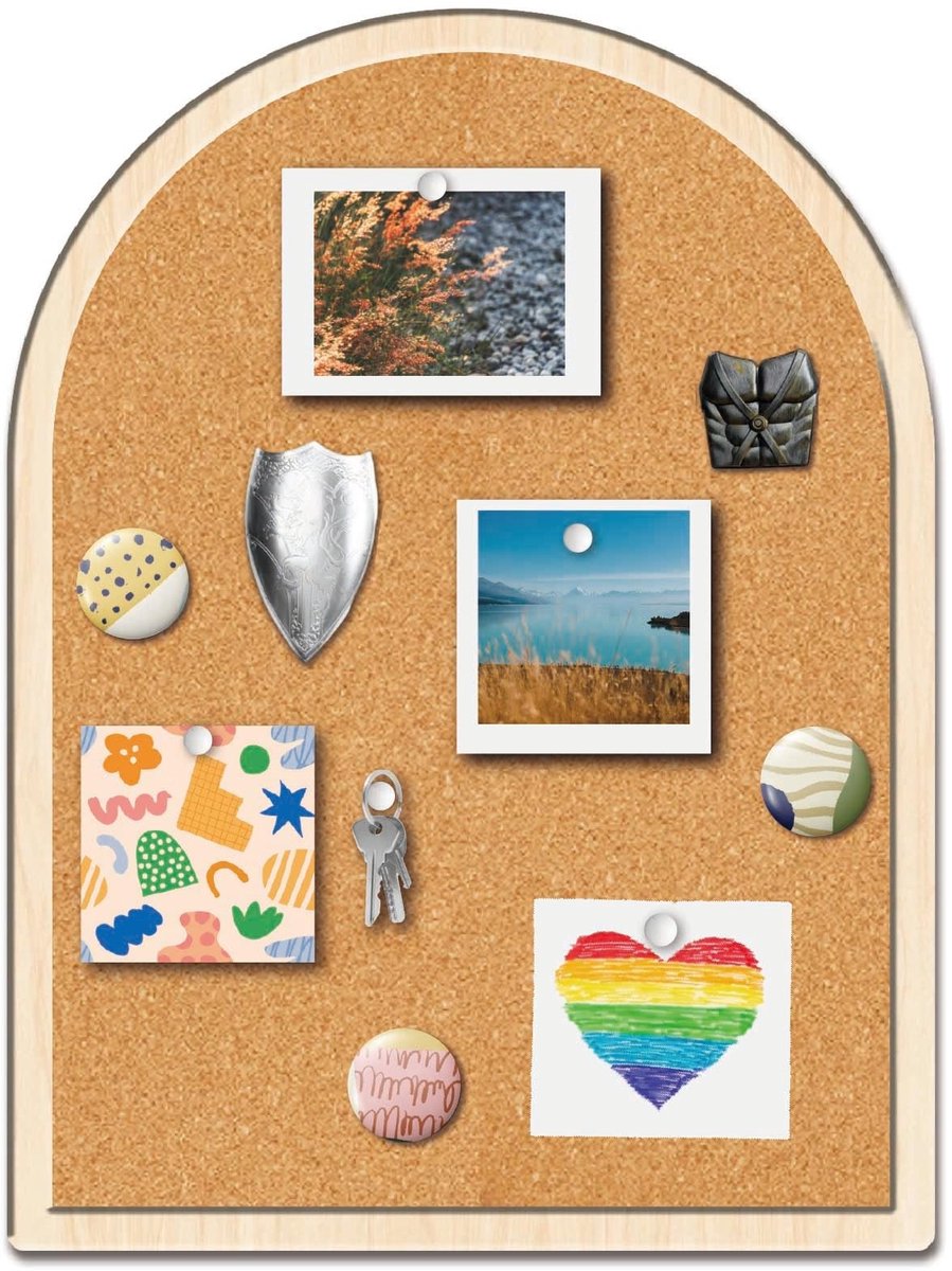 Omgoods - Boog Pin Kurk Board - Ingelijst Bulletin Display voor Kantoor en Slaapkamer