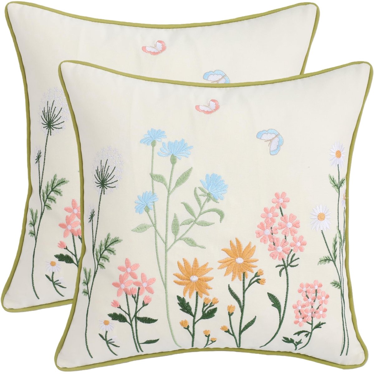 Omgoods - Set van 2 Bloemige Kussenhoezen 45 x 45 cm