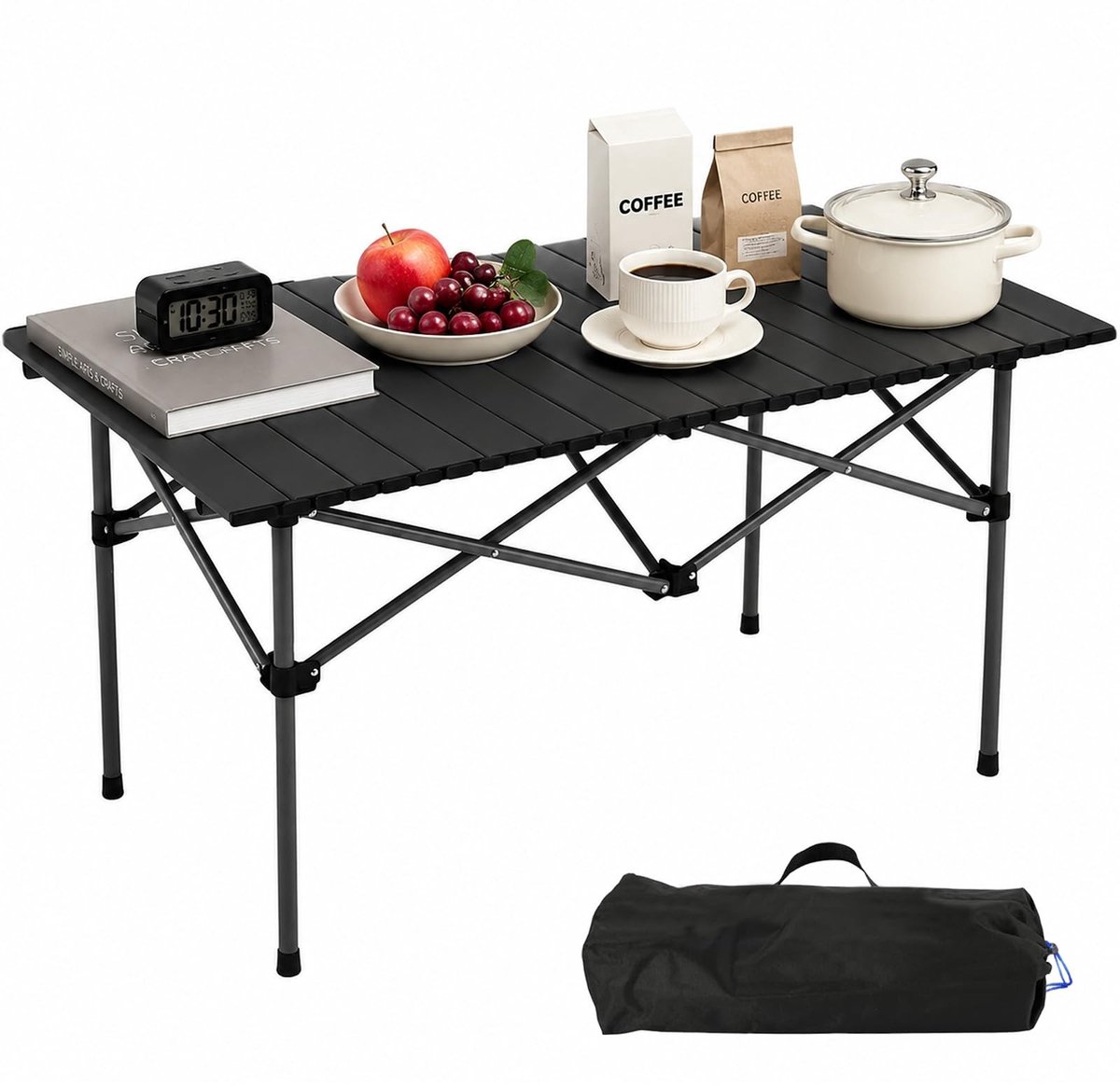 Omgoods - Opvouwbare Campingtafel met Tas - Carbon Staal 95 x 56 x 50 cm