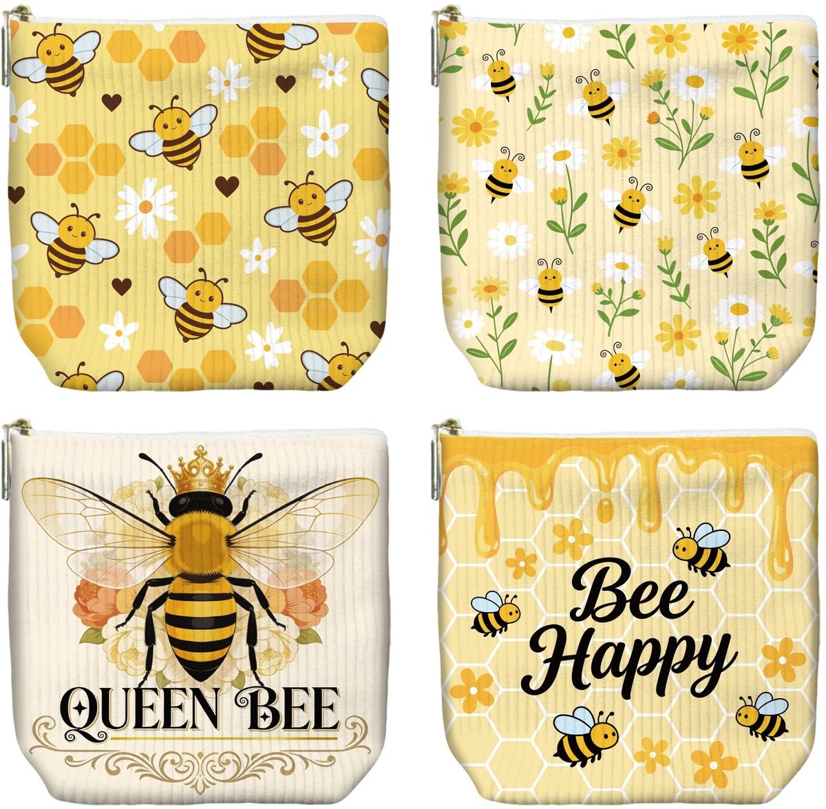 Omgoods - 4-delige Corduroy Make-up Tas Set voor Vrouwen - Mini Cosmetische Toilettassen
