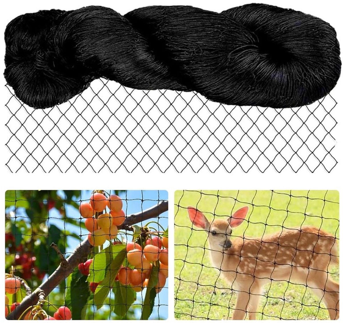 Omgoods - Vogelbeschermnet, Zwart, 7.5 x 15 m