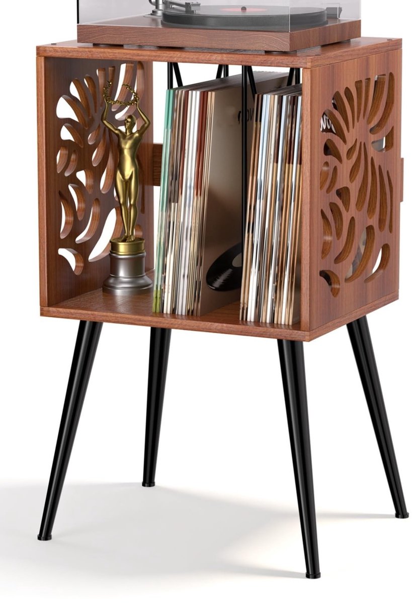 Omgoods - Vintage Platenspeler Rek met Vinylopslag voor 80 Albums