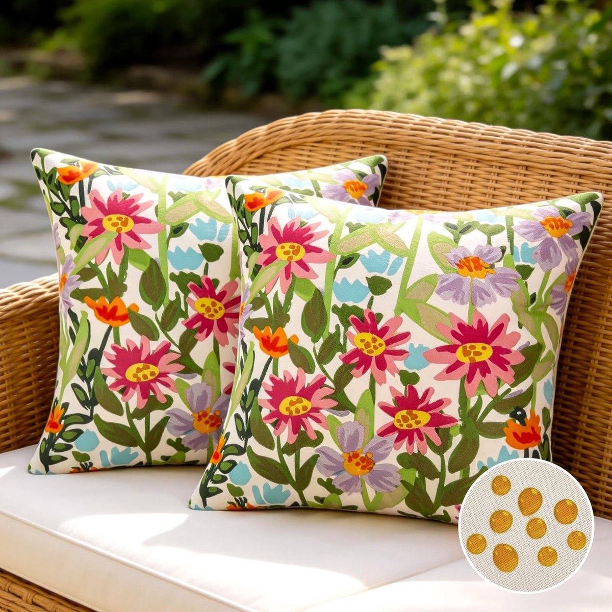 Omgoods - Weerbestendig Decoratief Kussen met Lilac Bloemen 45 x 45 cm
