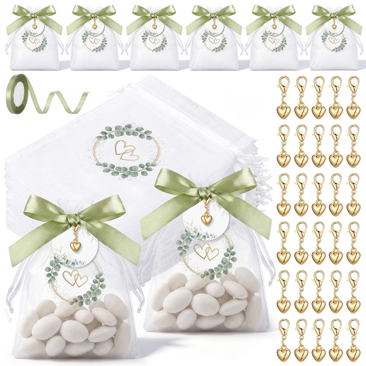 Omgoods - Set van 50 Cadeautasjes met Sleutelhangers en Labels