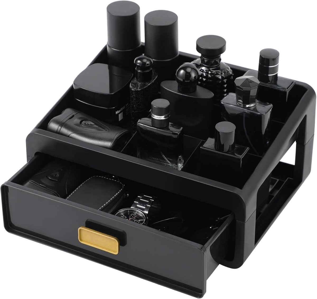 Omgoods - Zwart Cosmetic Organizer voor Mannen - Makeup en Skincare Opbergstandaard
