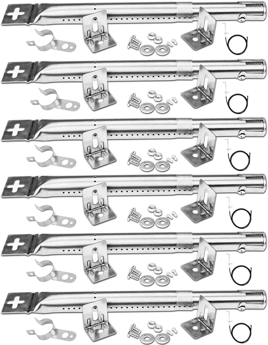 Universele Branders voor Landmann, Enders, tepro, Char-Broil en Campingaz - RVS Warmtebescherming Vervangonderdelen, Set van 6 Stuks, Geschikt voor Barbecues en Grillen