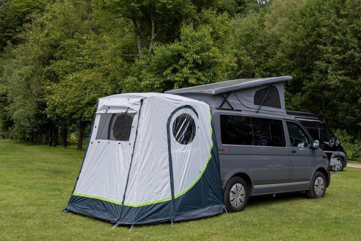 Achterklep Tent - Voortent Camperbus - Extra Leefruimte Creëren - Geen Palen Nodig - 195 x 208 cm - Grijs Antraciet