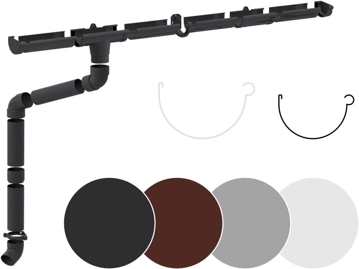Regengoten Set - Dakgoot Systeem - Water Afvoeren - PVC-U Materiaal - 12 Meter - Antraciet