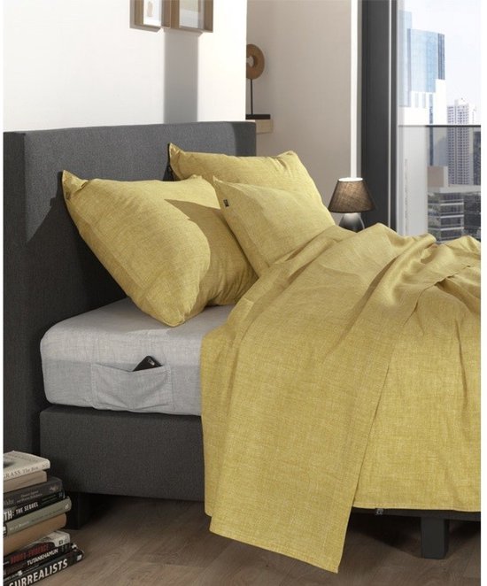 Zohome Dekbedovertrek Lino - Effen Bedlinnen - 240x220 - Geel - Dekbedhoes van 100% Katoen van Zohome — afbeelding 3