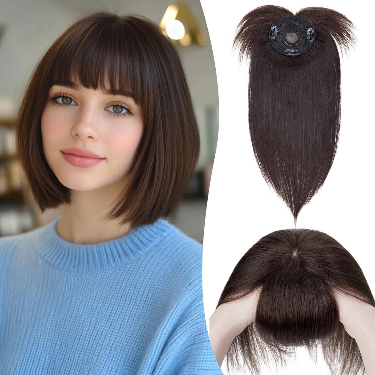 Natuurlijke Clip in Pony Extensions van Echte Haar, 20 Inch Donkerbruin, Haarstukjes voor Vrouwen, Ideaal voor Volumineuze Look en Gemakkelijke Styling