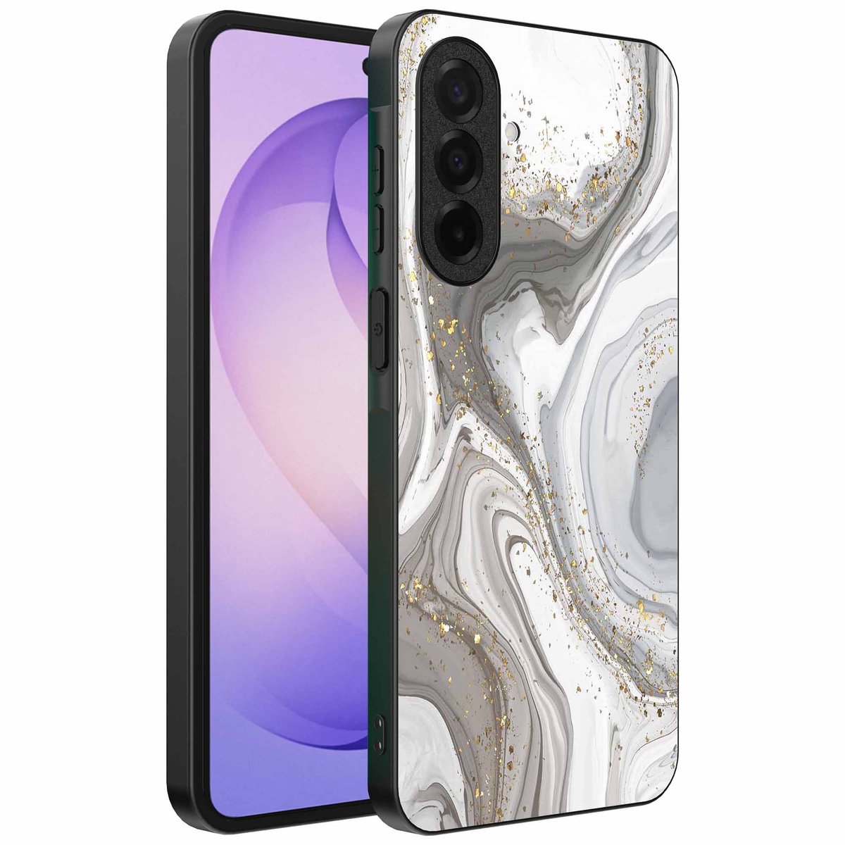 Geschikt voor Samsung Galaxy S26 Telefoonhoesje met marmer opdruk - TPU backcover case marble design - Zilver - Smartphonica geschikt voor Samsung Galaxy S26