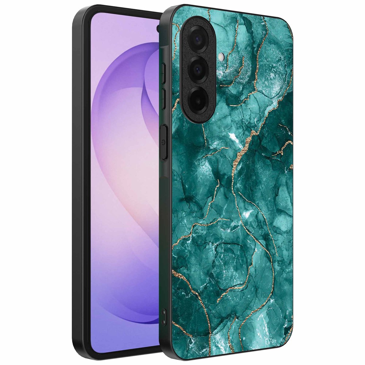 Geschikt voor Samsung Galaxy S26 Telefoonhoesje met marmer opdruk - TPU backcover case marble design - Groen Goud - Smartphonica geschikt voor Samsung Galaxy S26