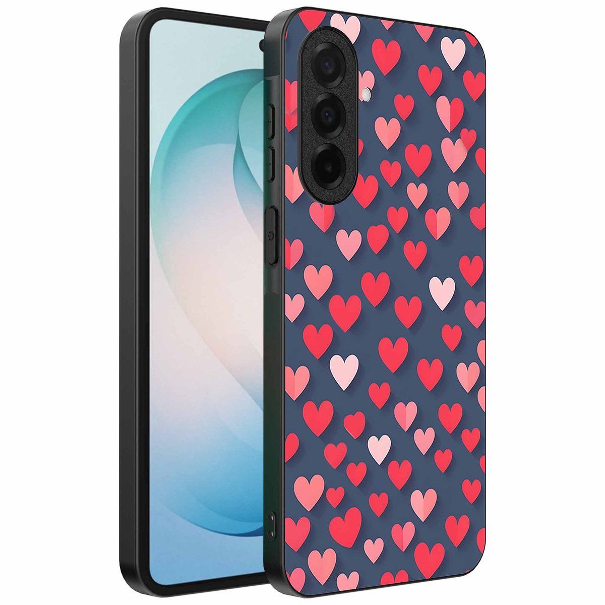 Geschikt voor Samsung Galaxy S26 Plus Telefoonhoesje met Roze en Rode Hartjes Opdruk - TPU Backcover Case With Rosé and Red Heart Design - Smartphonica geschikt voor Samsung Galaxy S26 Plus
