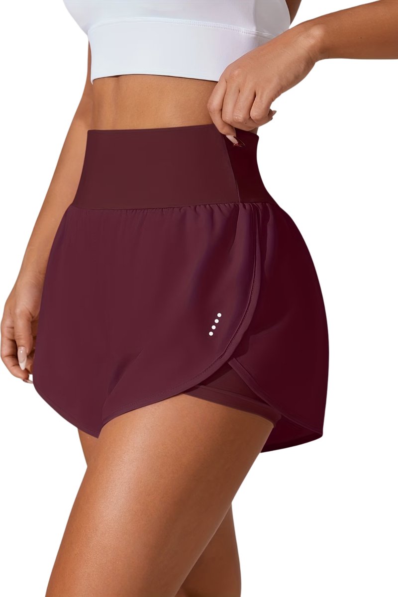 Currero Biker Short Dames Gymshort Korte Legging Lange Onderbroek Bikershort Met Pijpjes Fuchsia Paars