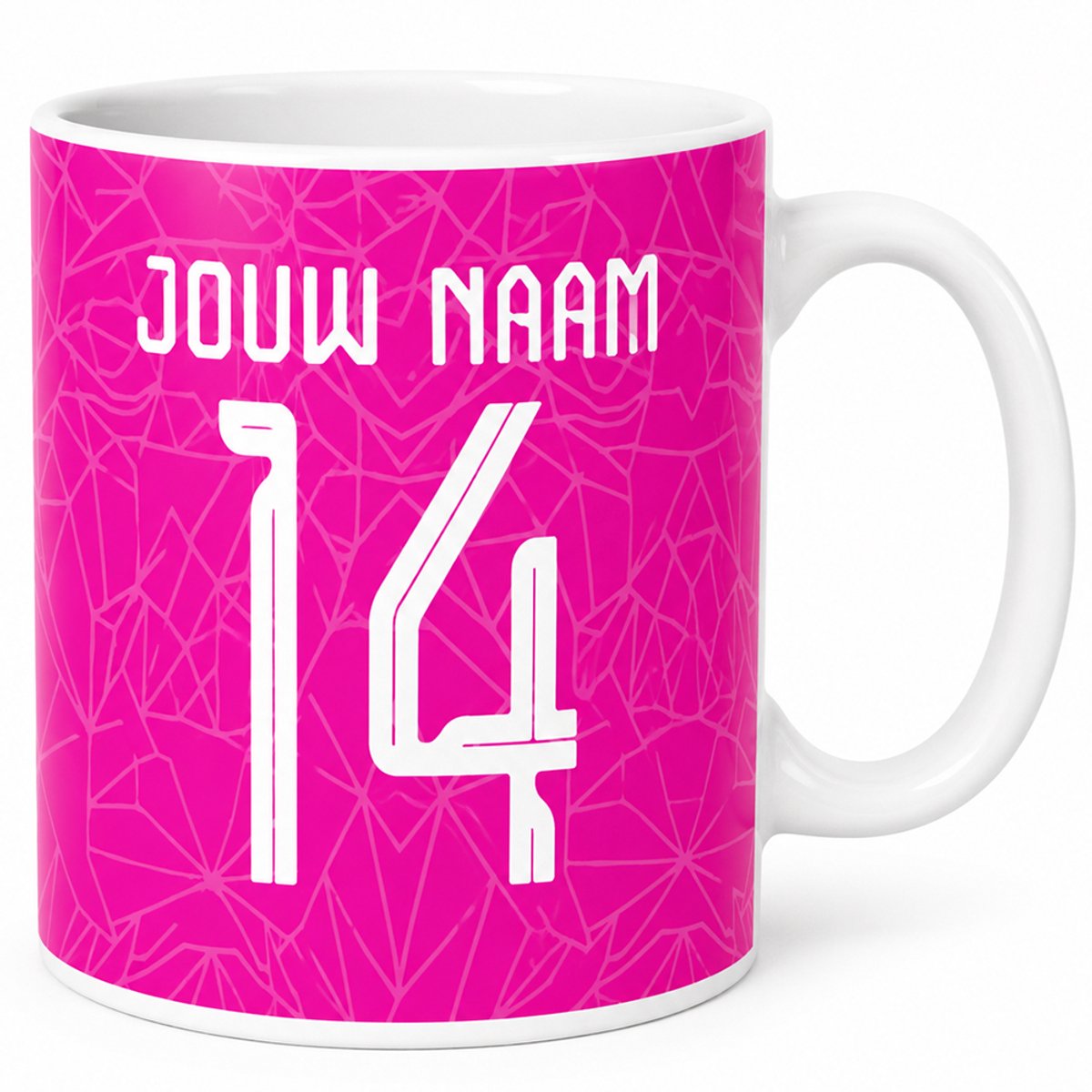 Voetbalmok Holland Collection – Kleur Roze – Gepersonaliseerde Mok met Naam en Rugnummer – Voetbal Mok – 325 ml