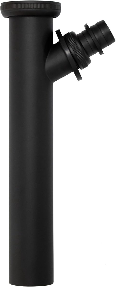 dompelbuis, mat zwart, 1 1/4 x 200 mm Ø 32 mm, sifonverlenging voor wastafel, afvoeraansluiting, aansluitbuis voor wasmachine, apparaataansluiting, messing (200 mm)