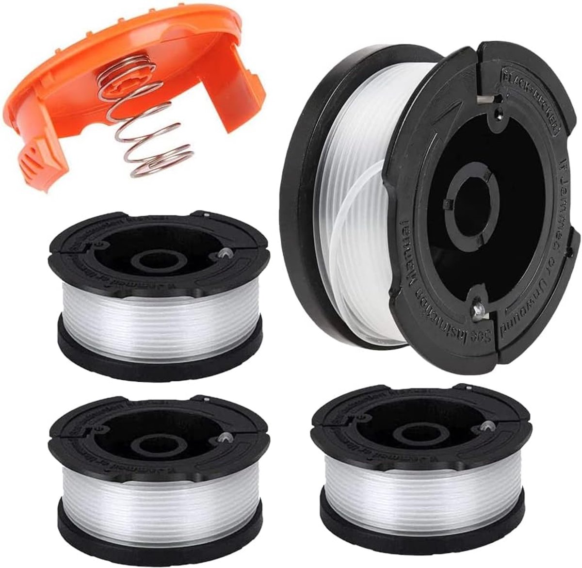 Spoelen voor Black & Decker grastrimmer (lengte 9,1 m diameter, diameter 1,65 mm) spoelen met nylon draden voor draadsnijder, A6481 A6485 AF-100 (Black & Decker AF-100, 4 stuks)