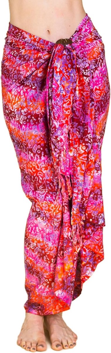 Pareo - L & XXL Ondoorzichtige Pareo - Stranddoek Strandomslagdoek | Voor dames & heren, als wikkelrok of luchtige strandjurk, bikini cover-up, handgemaakt & handgeverfd uniek exemplaar