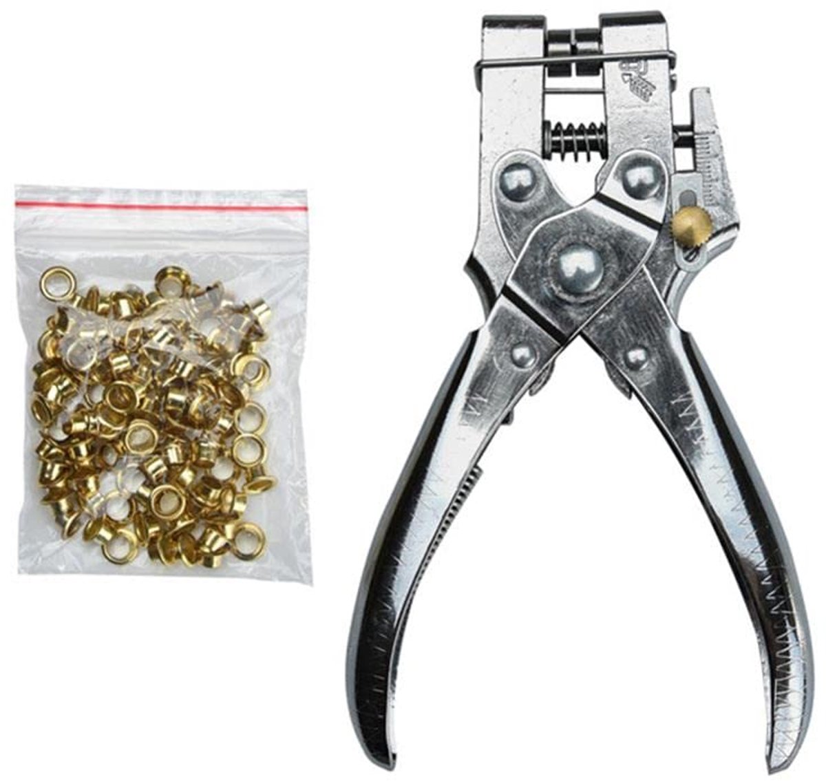 Heavy Duty Ooggat Punch Tang Kit met 100 Stks 4,5 mm Oogjes, Lederen Riem Grommet Tool voor Papierkarton, Leer, Stof