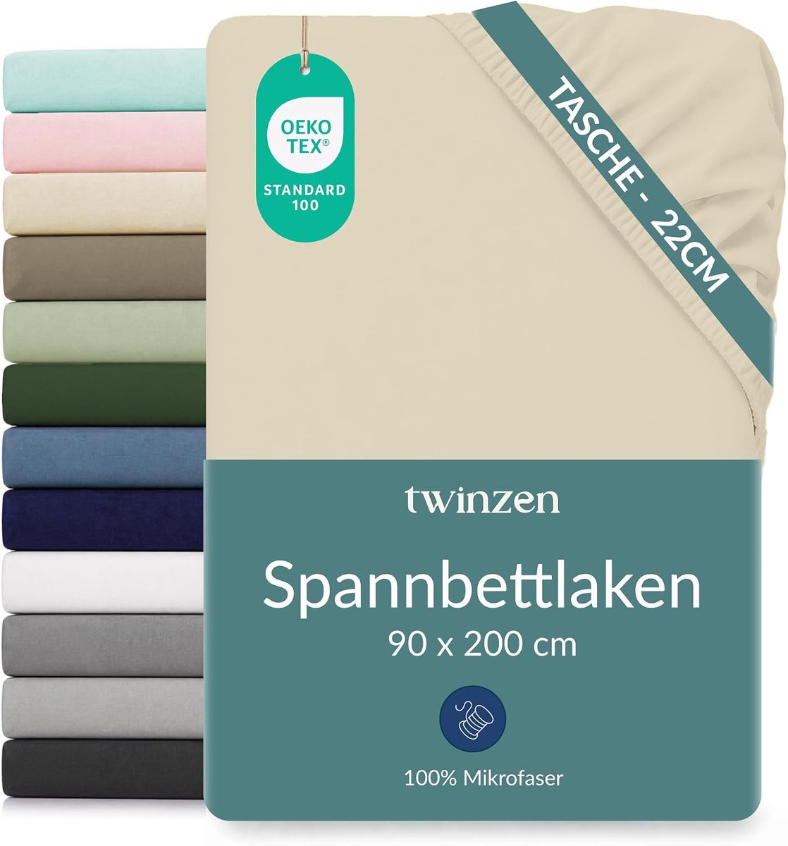 Fitted sheet 90x190/90x200 cm - beige microfibre - ultra-zacht - optimaal comfort - ShopVlot