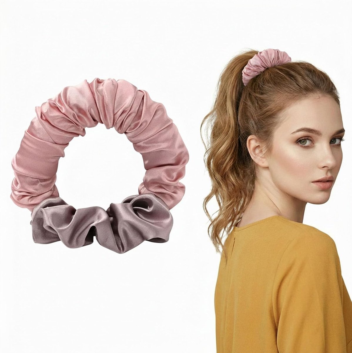 Krulspelden zonder hitte voor vrouwen, lichte slaapkrulband voor 's nachts krullen, herbruikbare haarscrunchies voor middelgrote, lange haarmeisjes (roze)