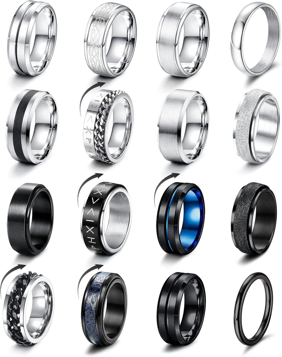 Ringen - roestvrij staal matte afwerking gepolijste band, ketting, Keltisch, flesopener, bruiloft, verloving, belofte, fidget-ring