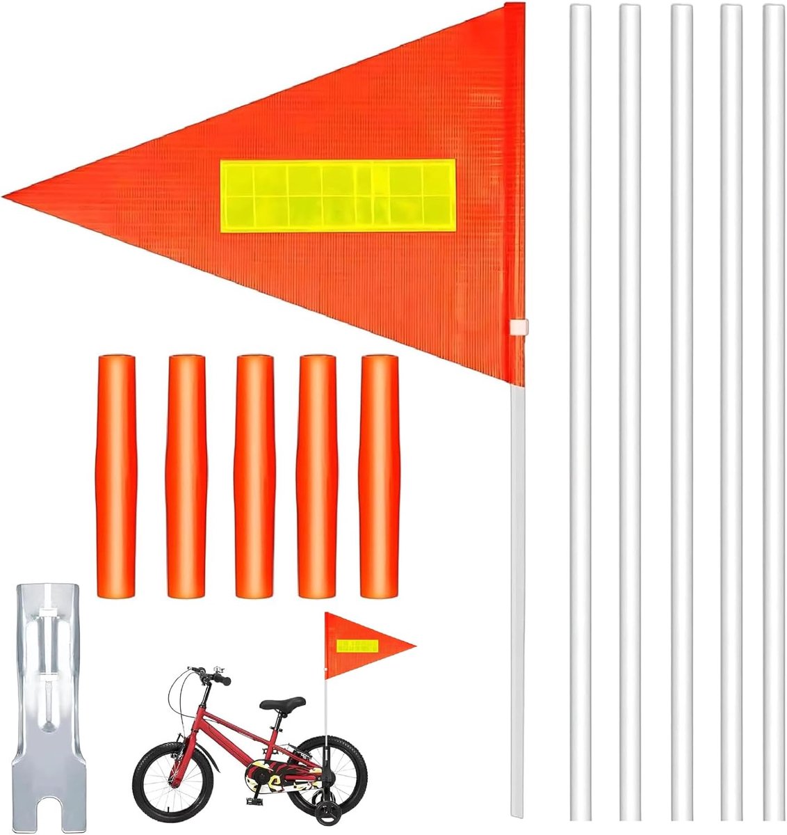 veiligheidsvlag, set fietsbanner met 12 delen, veiligheidsbanner, verstelbare fietsbanner, kinderfietsbanner, fietsbanner voor kinderen
