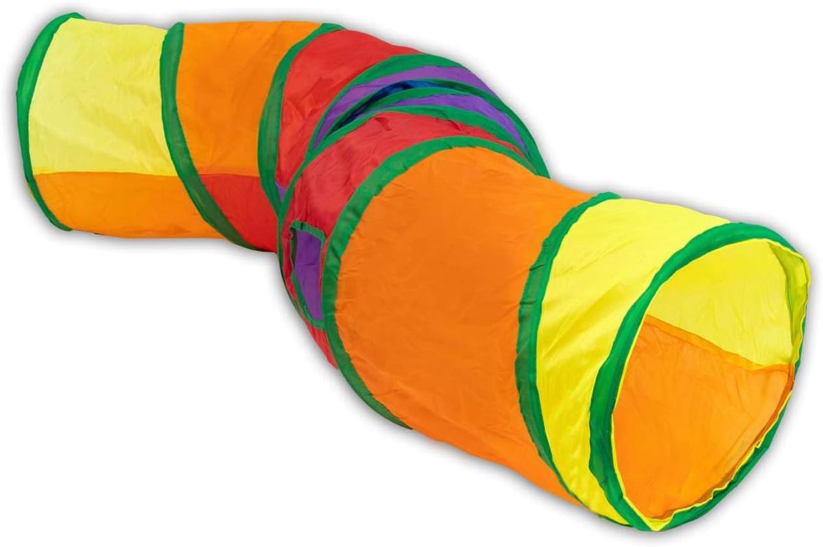 kattentunnel in Regenboogkleuren - 120 cm lengte - 25.5 cm diameter - Opvouwbare speelgoedtunnel buis hol voor katten, honden, konijnen, kleine dieren voor binnen/buiten gebruik.