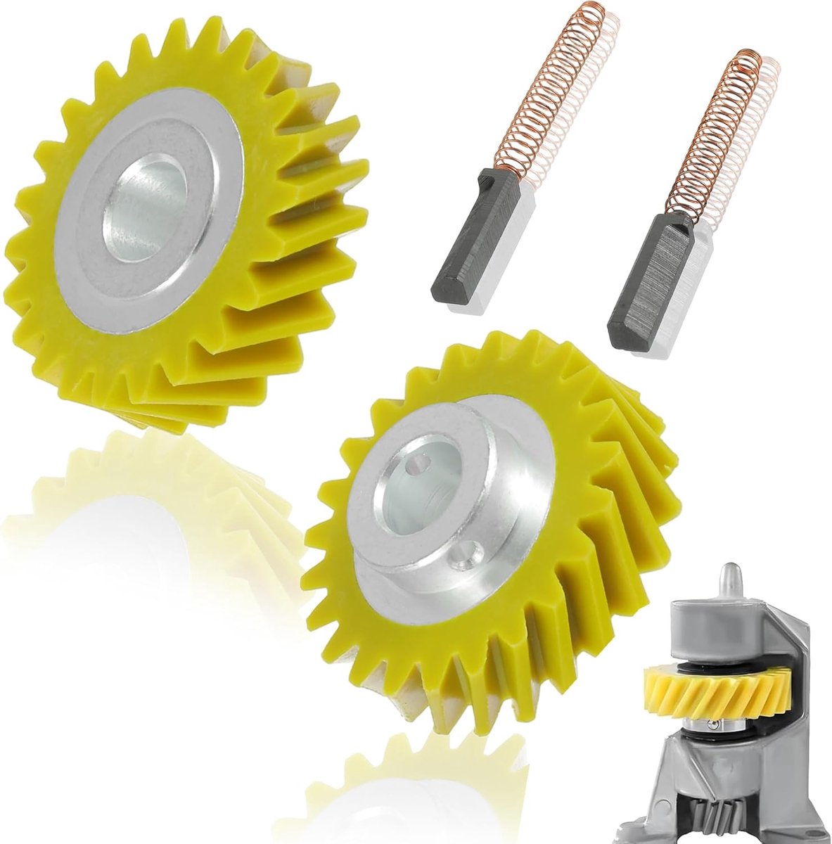2 stuks Voor Mixer Worm Gear Vervanging W10112253 Replacement | for Whirlpool & KitchenAid Mixers Gear Replace Parts 4162897 4169830 AP4295669 F,inclusief koolstofborstel