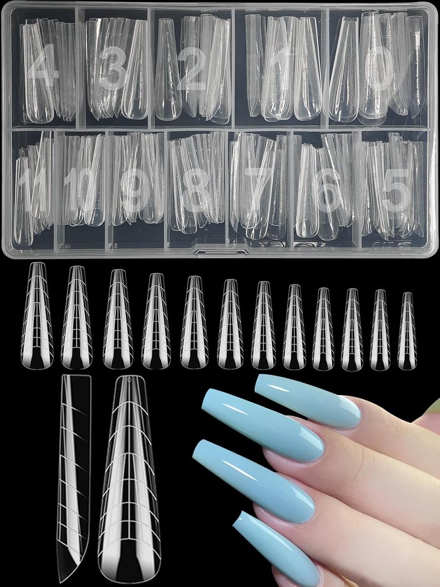 120 Stuks Dual Nail Forms Coffin, 12 Maten Dubbele Nagelvormen Polygel, Nagelverlengingstips Nail Extension Forms Voor Nail Art Salon Nails Design