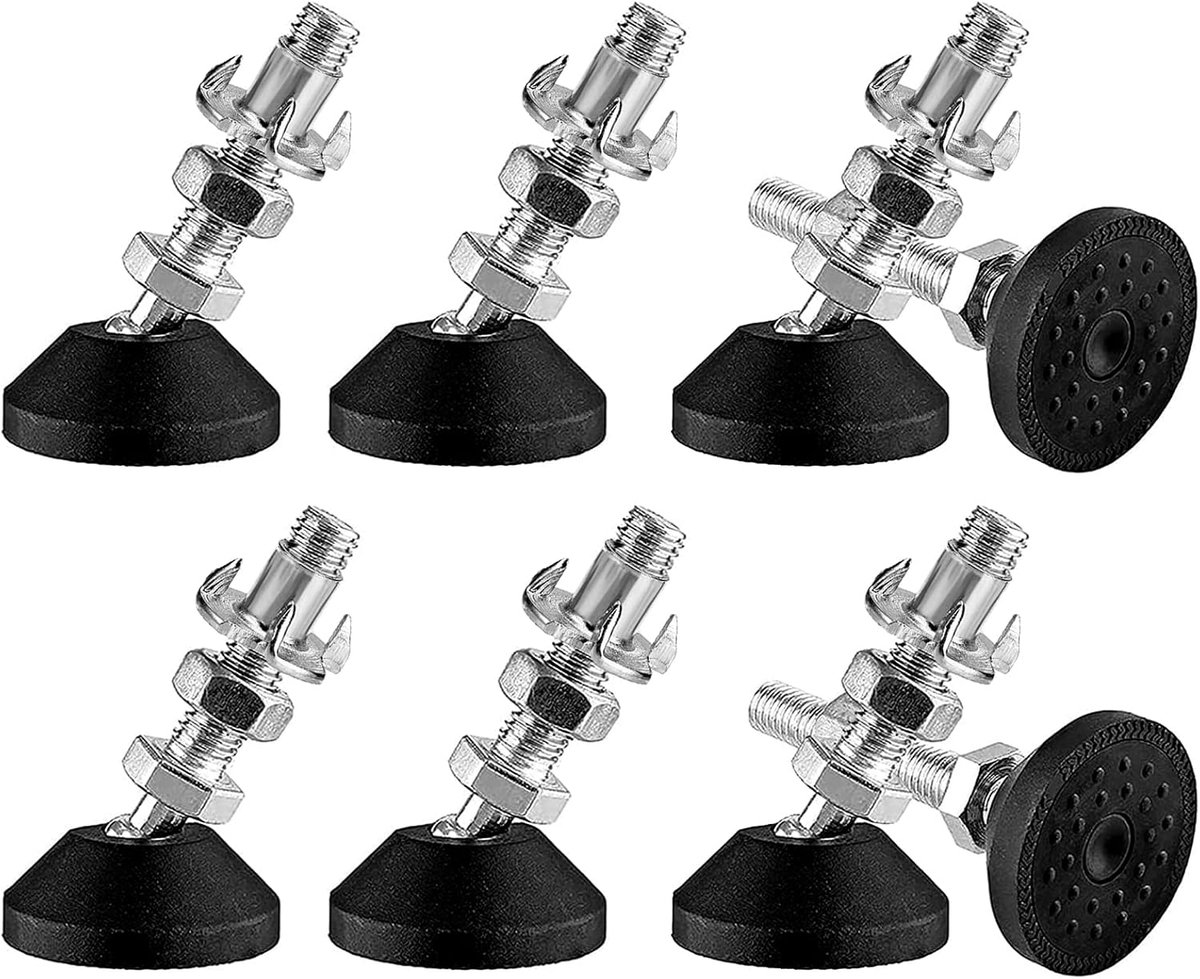 8 stuks verstelbare voetjes M10 x 50 mm, verstelbare voetjes met rubberen voetgedeelte, verstelschroef met verstelplaat kan 450 kg, 30° kantelontlasting, verstelvoet M10 voor tafelpoten