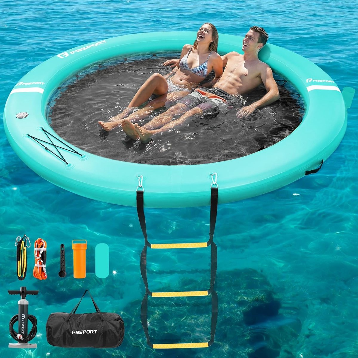 SnelShoppen - Floating Island voor Meerdere Personen, Ronde Zwemplatform met Bekershouder, Duurzaam Zwem-Eiland voor Meer, Antislip Zwemplatform voor