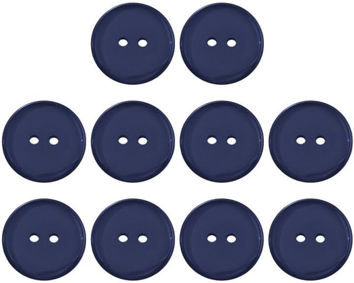 Knopen van kunsthars, 15 mm (marineblauw), decoratieve ronde knopen met 2 gaten, voor outdoorkleding en feestdecoratie