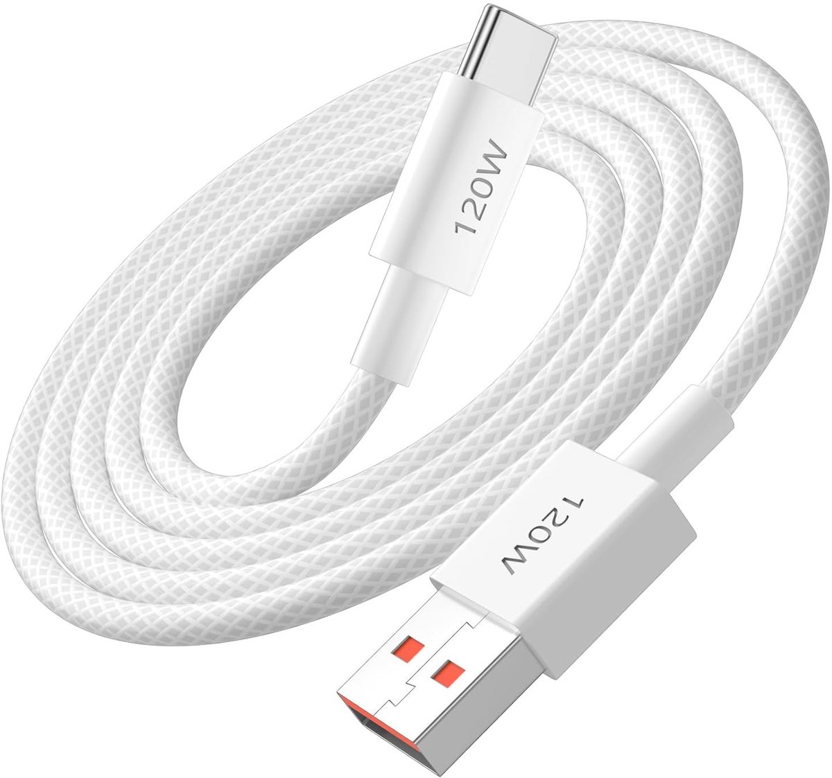 Gevlochten USB C-kabel 1 m met 120 W snelladen, geschikt voor Redmi en Xiaomi apparaten, USB naar USB-C kabel met hoge snelheid en duurzame kwaliteit