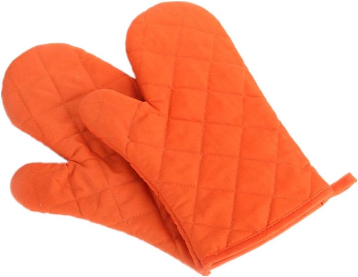 Faneli Ovenhandschoenen, hittebestendige ovenwanten, verdikte hittebestendige ovenhandschoenen, pannenlappen, bakhandschoenen, 1 paar, oranje