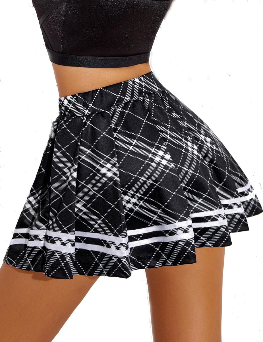 Mini-rok voor dames, geruit, plooirok, kort, hoge taille, plisseerrok, A-lijn, rok, minirok, school, meisjes, sportrok