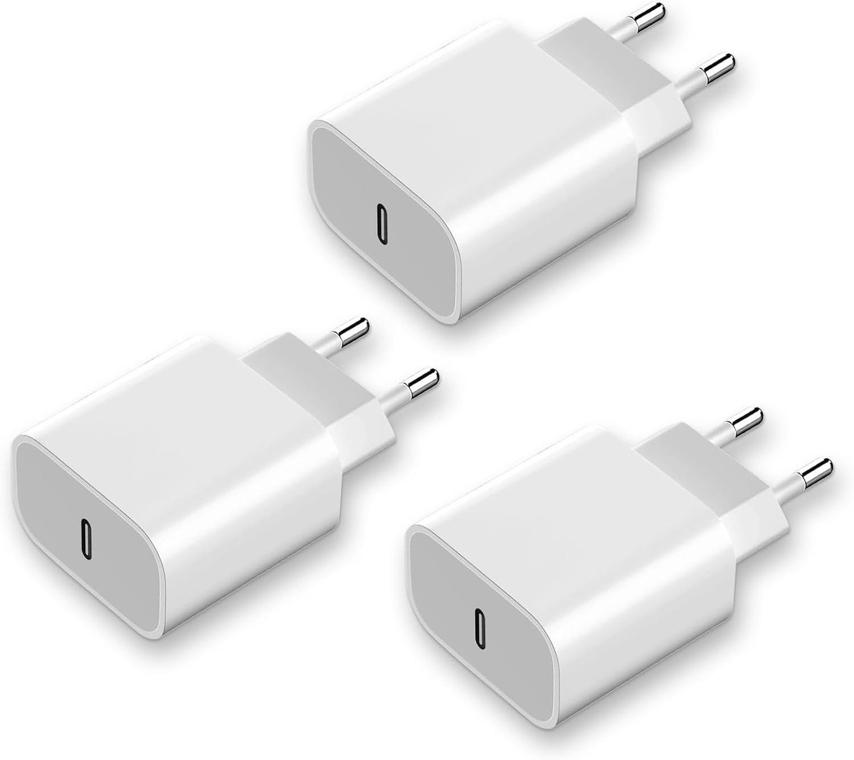 C Snellader 3-Pack, 20W USB-C Lader voor iPhone 16/15/16 Pro/15/ Pro Max/15 16 Plus 14 13 12 11 SE 8, iPad Mini, AirPods, USBC-Stekker Voedingsadapter, Voedingsadapters PD 3.0 AC-Adapter USB C