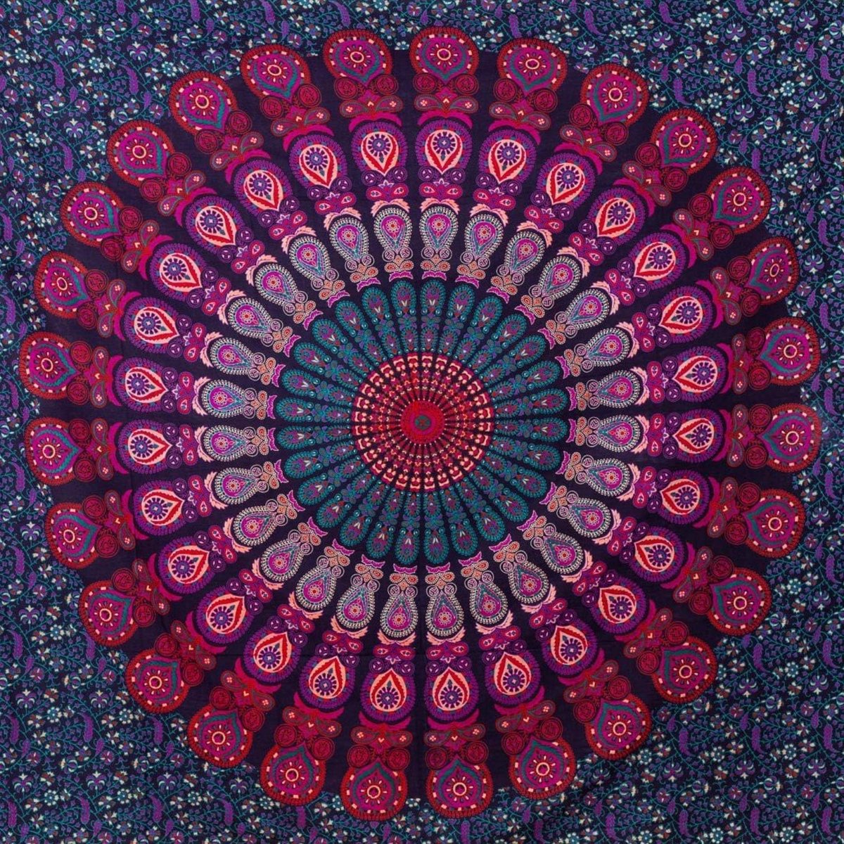 Mandala wandtapijt, natuurlijk, 100% katoen, groot, veelzijdig inzetbaar, decoratief wandtapijt, ideaal voor thuis, slaapkamer of woonkamer, ca. 210 x 230 cm