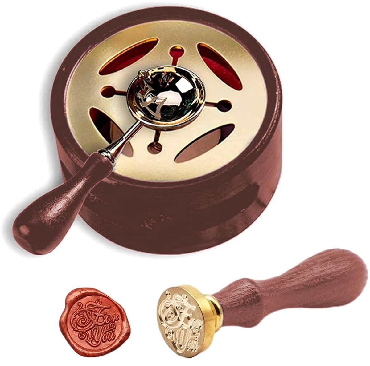 Waszegelwarmer, Roodachtig Bruin, Houten, Geschenkverpakking, Privé Envelop (Roodbruin)