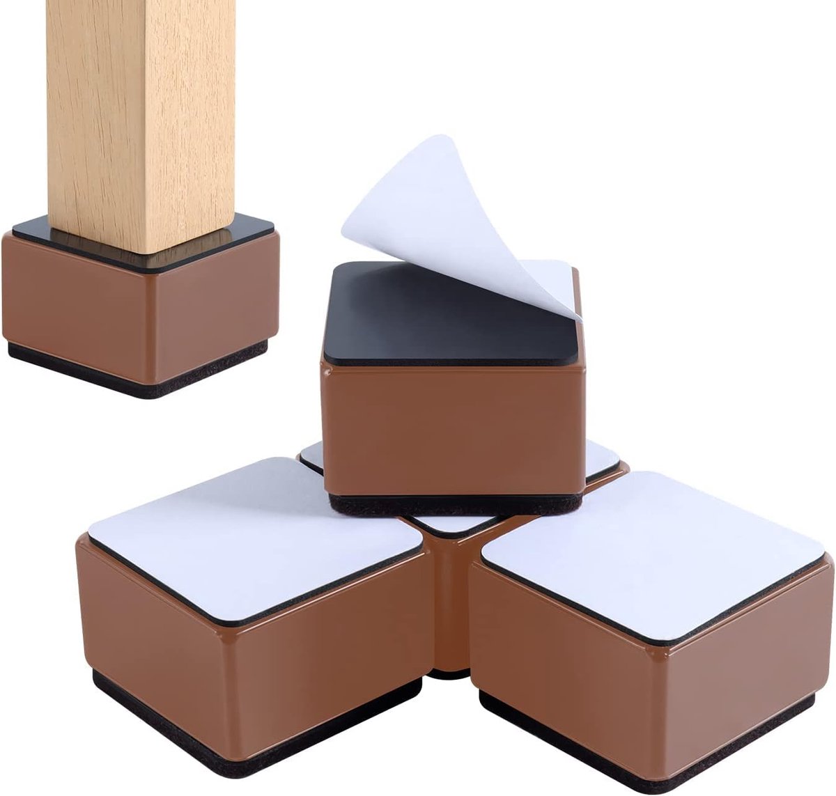 Meubelverhoger 2 inch van Koolstofstaal, Zelfklevende 5 cm Bedverhogers Set Zwaar Werk, Tafelverhoger, Bankverhoger, 2,4'' in Diameter, Meubelverhoging voegt 50 mm Hoogte toe Aan Meubelpoten