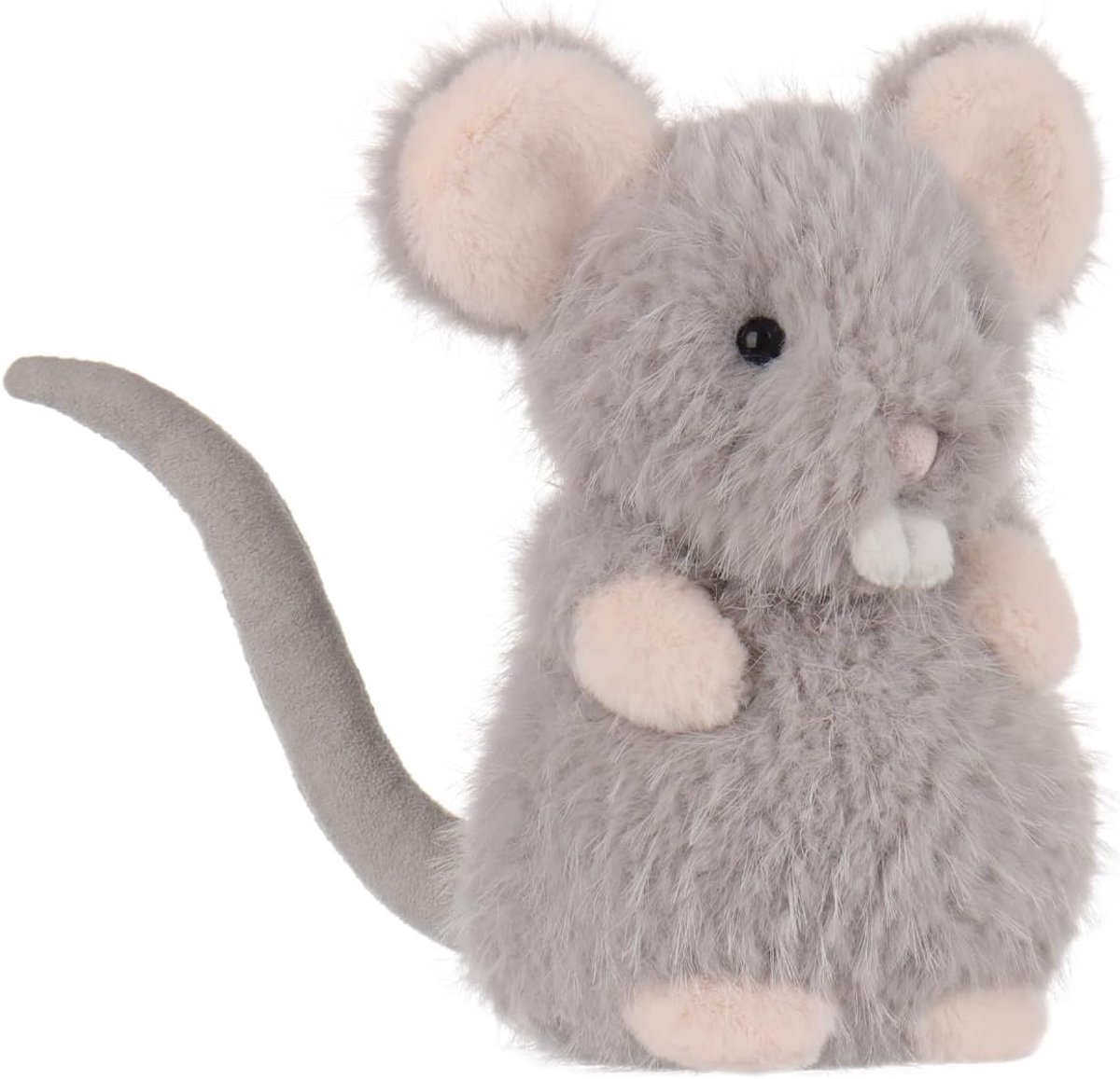Lamb Grijze Mouse pluche dieren voor kinderen, zacht schattig knuffeldier voor baby's, meisjes en jongens, pluizige grijze muis, grijs, 15 cm