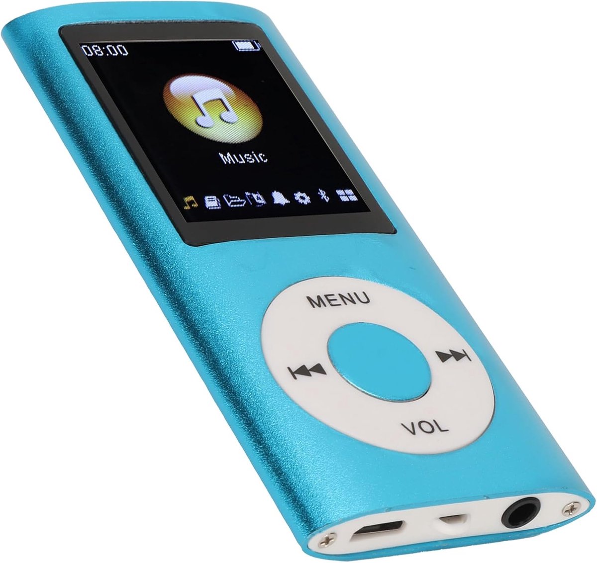 MP3-speler/MP4-speler, MP4-muziekspeler Ondersteunt Tot 64GB TF-kaart, Digitaal 1,8 Inch LCD-scherm, Draagbare HiFi Lossless Sound-muziekspeler met Luidspreker(Blauw)