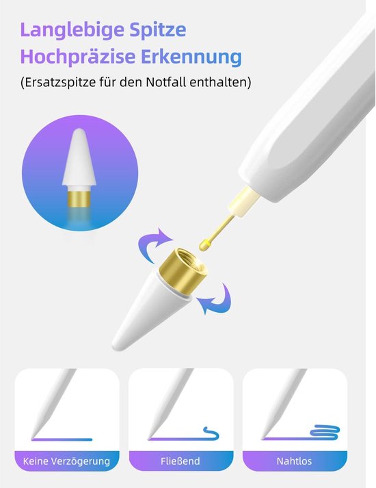 Stylus Pencil (Witte stylus pen voor iPad, Type-C stylus pen voor de iPad) — afbeelding 4