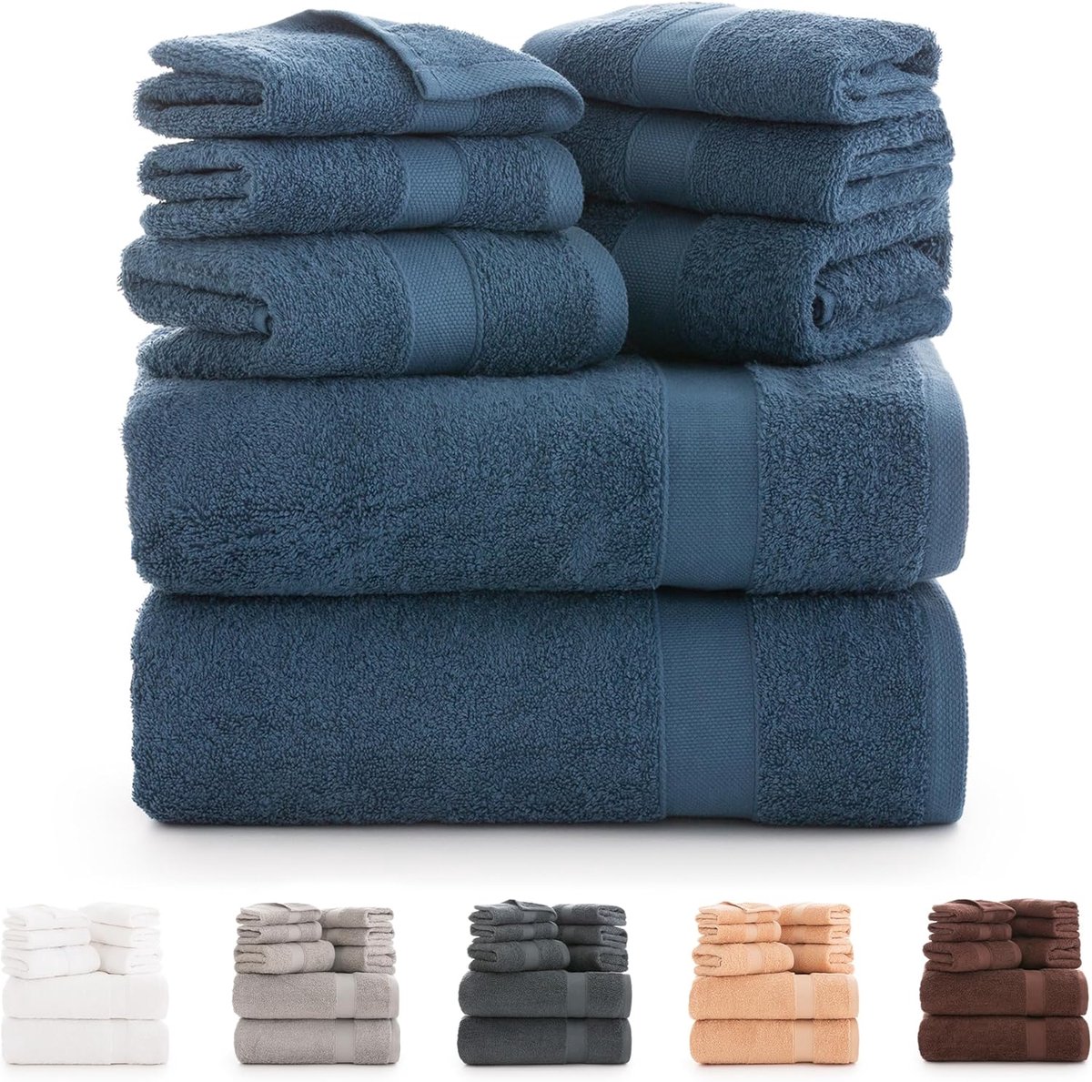 SnelShoppen - Badhanddoeken set 100% katoen (550 g/m²), extra zacht, hoge absorptie, snel drogend, 2 badhanddoeken, 2 handdoeken en 4 washandjes (mari