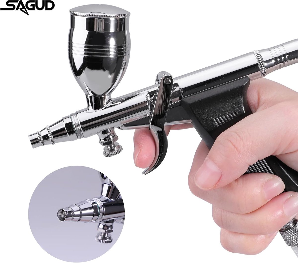 action airbrush pistoolkit 0.3mm airbrush pen met extra 0.5 0.8mm naalden, airbrush slang en 2CC/5CC/13CC bekerset