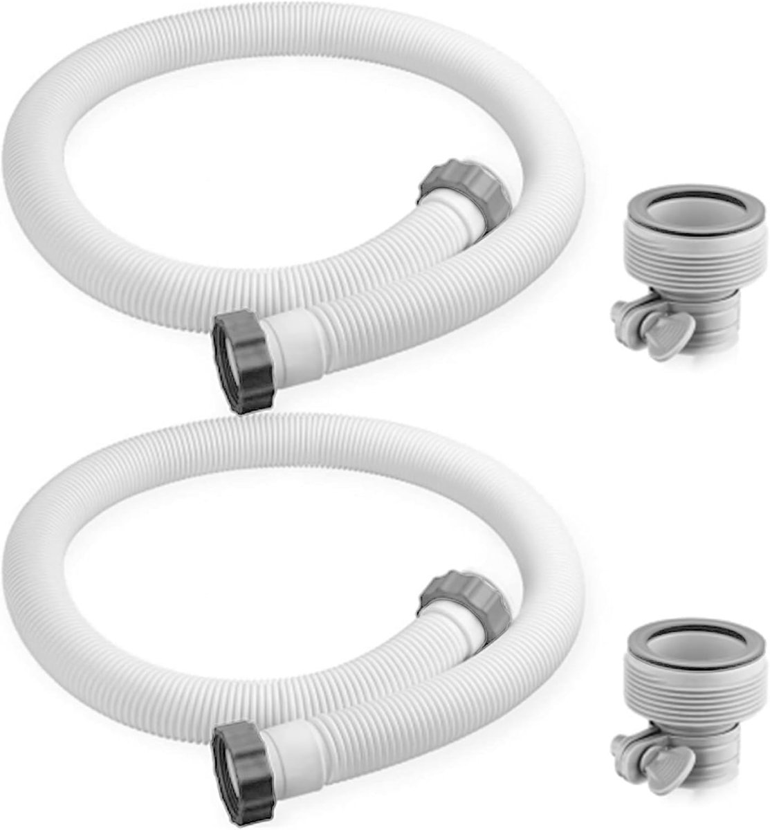Zwembadslang 38 mm - 2 Stuks voor Bovengrondse Zwembaden, 150 cm Met 2 Type B Slangadapters, Reserveslang en Accessoires voor Intex Filterpomp