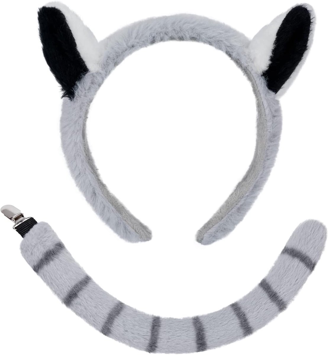 Wasbeerkostuum, oren en staart wasbeer, hoofdband en wasbeerstaart voor dierenkostuum, verjaardagsfeest, cosplay, Halloween-kostuum, feestaccessoires