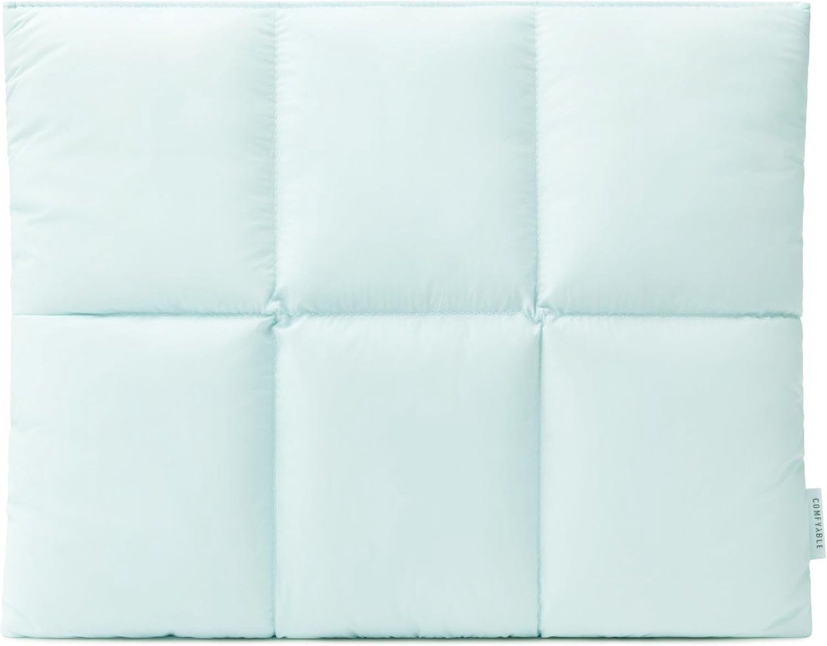 Puffy laptophoes 13/14 inch, gewatteerde puffer laptoptas, zachte sleeve geschikt voor MacBook Air M5 A3449, MacBook Pro M5 Pro/Max A3426 A3427, MacBook Neo A18, IJsblauw