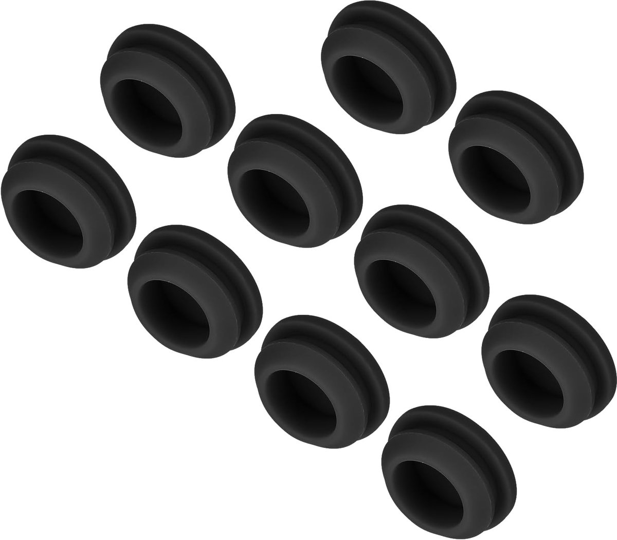 6 stuks siliconen stoppen voor gaten, montage diameter 15 mm, smalle groefbreedte 2 mm, gatafdekkingen, ronde plaat, rubber, waterdicht voor laboratorium, zwart